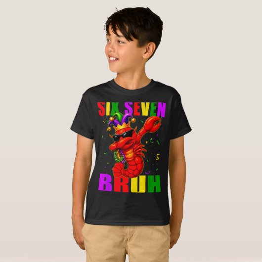 Funny Six Seven Bruh Mardi Gras 6 7 Meme Crawfish  T-shirt (Voorkant volledig)