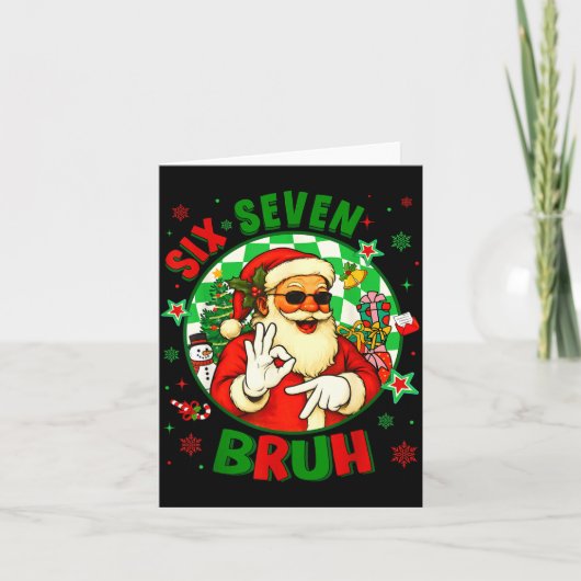 Funny Six Seven Bruh Santa Meme 67 Christmas Boy G Kaart (Voorkant)