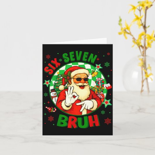 Funny Six Seven Bruh Santa Meme 67 Christmas Boy G Kaart (Gele Bloem)