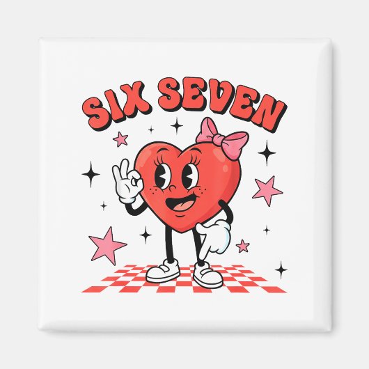 Funny Six Seven Cute Heart 67 Meme Valentine Kids  Magneet (Voorkant)