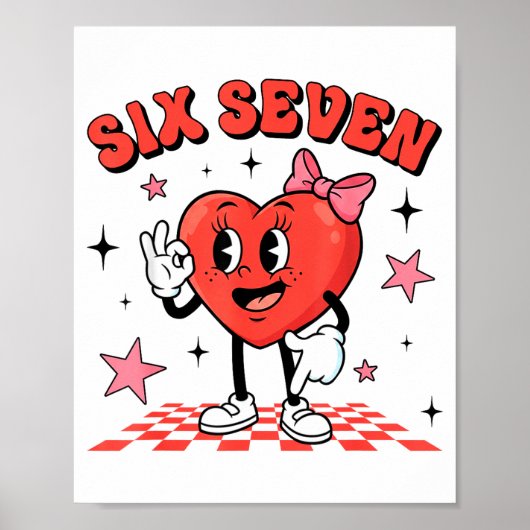 Funny Six Seven Cute Heart 67 Meme Valentine Kids  Poster (Voorkant)