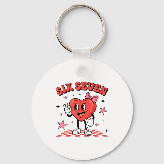 Funny Six Seven Cute Heart 67 Meme Valentine Kids  Sleutelhanger (Voorkant)