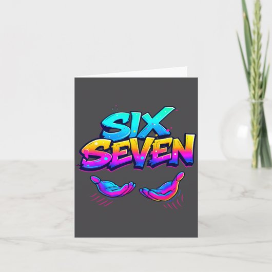 Funny Six Seven Design Graphic 67 6 7 Meme Hands G Kaart (Voorkant)