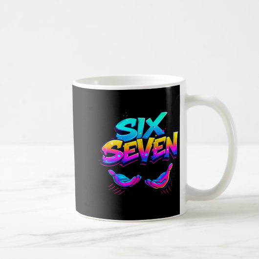 Funny Six Seven Design Graphic 67 6 7 Meme Hands G Koffiemok (Rechts)