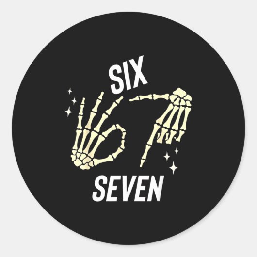Funny Six Seven Gen Alpha Slang Meme 6 7 Skeleton Ronde Sticker (Voorkant)