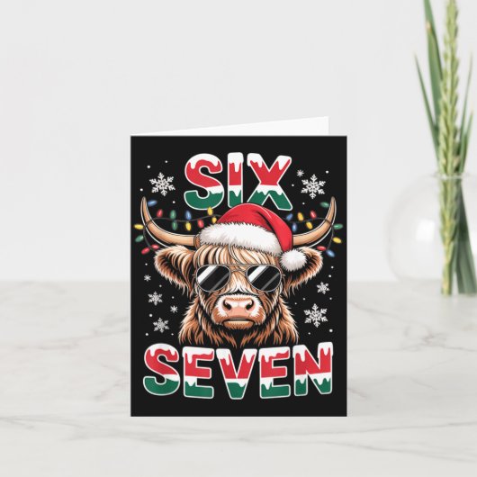 Funny Six Seven Highland Cow Christmas 67 Cool Xma Kaart (Voorkant)