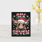 Funny Six Seven Highland Cow Christmas 67 Cool Xma Kaart (Gele Bloem)