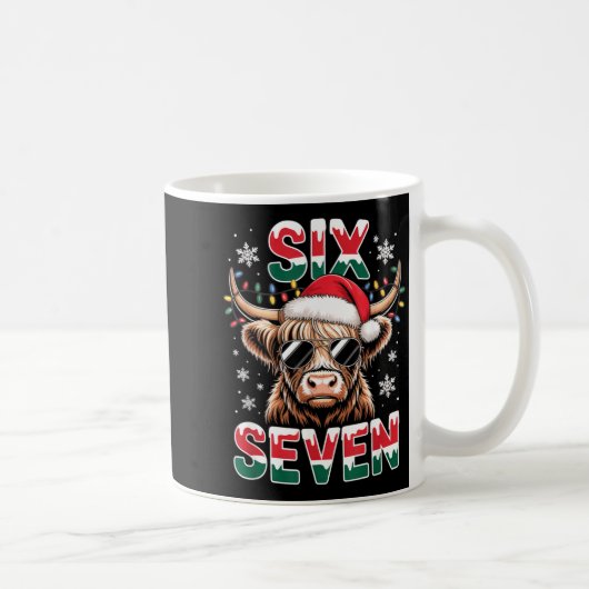 Funny Six Seven Highland Cow Christmas 67 Cool Xma Koffiemok (Rechts)