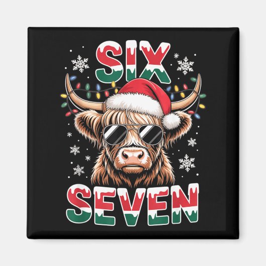 Funny Six Seven Highland Cow Christmas 67 Cool Xma Magneet (Voorkant)
