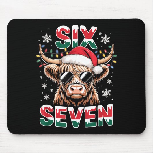 Funny Six Seven Highland Cow Christmas 67 Cool Xma Muismat (Voorkant)