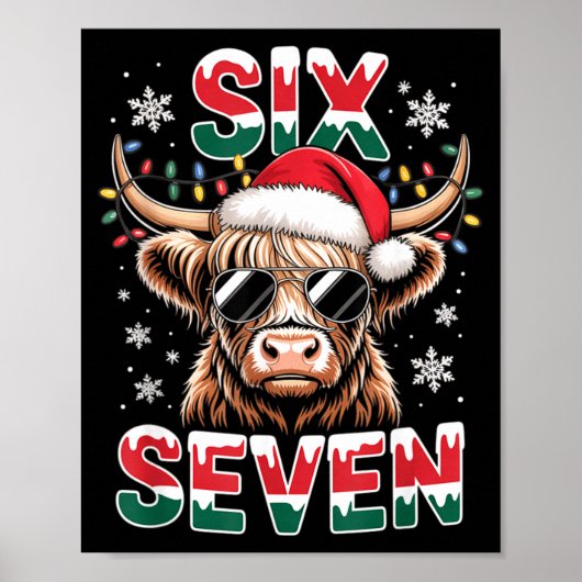 Funny Six Seven Highland Cow Christmas 67 Cool Xma Poster (Voorkant)