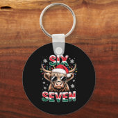 Funny Six Seven Highland Cow Christmas 67 Cool Xma Sleutelhanger (Voorkant)