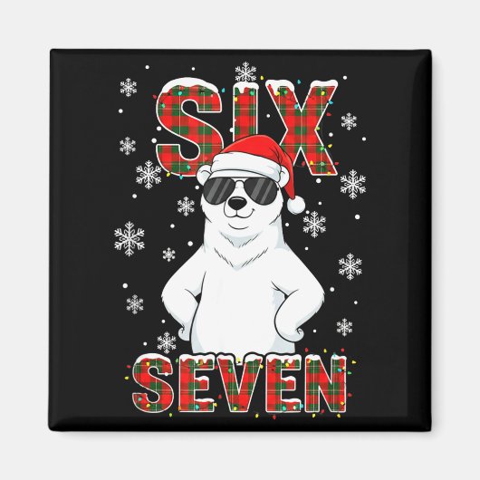 Funny Six Seven Lar Bear Christmas 67 Santa Hat Wi Magneet (Voorkant)