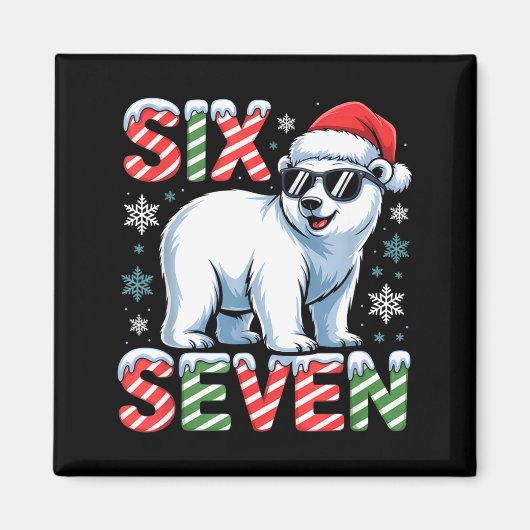 Funny Six Seven Lar Bear Christmas 67 Santa Hat Wi Magneet (Voorkant)