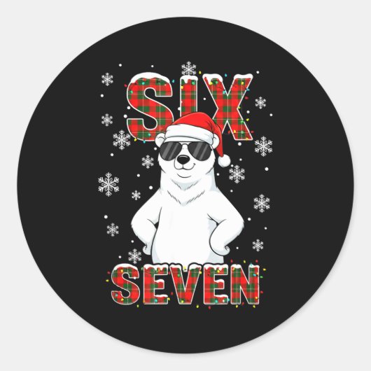 Funny Six Seven Lar Bear Christmas 67 Santa Hat Wi Ronde Sticker (Voorkant)