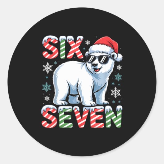 Funny Six Seven Lar Bear Christmas 67 Santa Hat Wi Ronde Sticker (Voorkant)