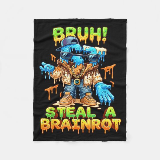 Funny Six Seven Meme - Bruh Steal A Brainrot - Fun Fleece Deken (Voorkant)