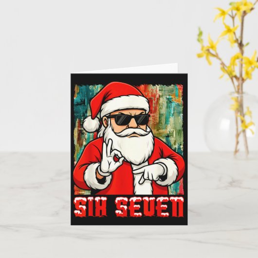 Funny Six Seven Meme Christmas Cool Santa Saying 6 Kaart (Gele Bloem)