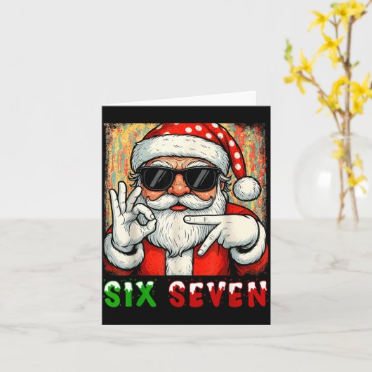 Funny Six Seven Meme Christmas Cool Santa Saying 6 Kaart (Gele Bloem)