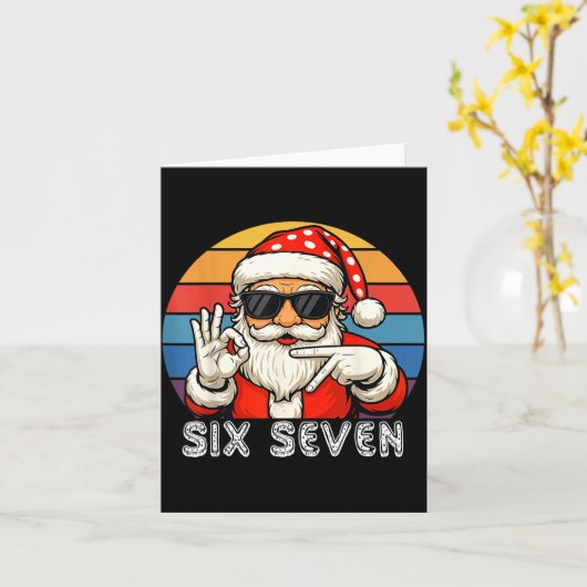 Funny Six Seven Meme Christmas Cool Santa Saying 6 Kaart (Gele Bloem)