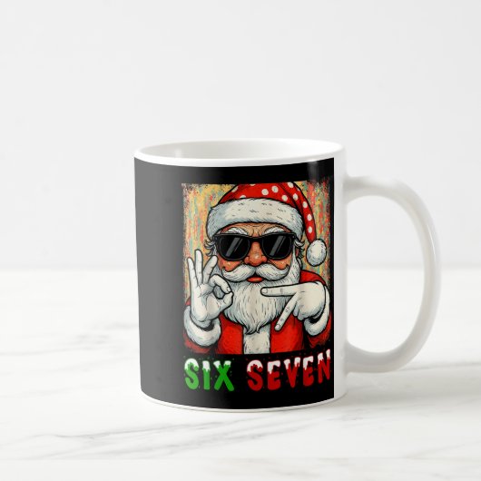 Funny Six Seven Meme Christmas Cool Santa Saying 6 Koffiemok (Rechts)