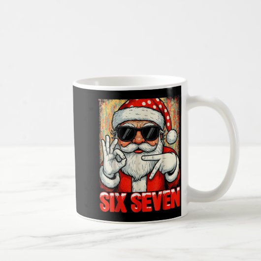 Funny Six Seven Meme Christmas Cool Santa Saying 6 Koffiemok (Rechts)
