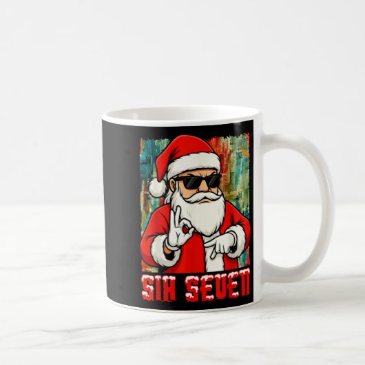 Funny Six Seven Meme Christmas Cool Santa Saying 6 Koffiemok (Rechts)