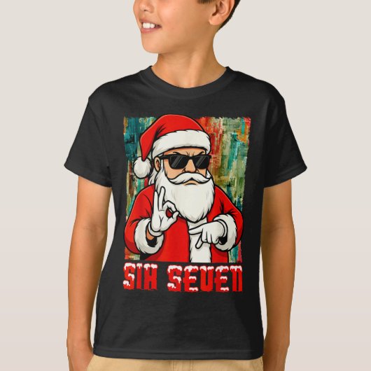 Funny Six Seven Meme Christmas Cool Santa Saying 6 T-shirt (Voorkant)