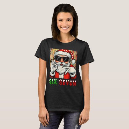 Funny Six Seven Meme Christmas Cool Santa Saying 6 T-shirt (Voorkant volledig)