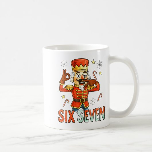 Funny Six Seven Meme Christmas Nutcracker Men Wome Koffiemok (Rechts)