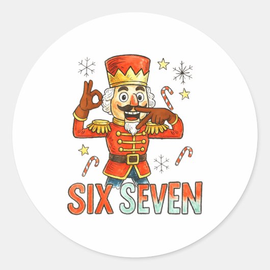 Funny Six Seven Meme Christmas Nutcracker Men Wome Ronde Sticker (Voorkant)