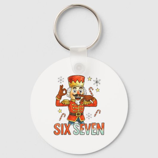 Funny Six Seven Meme Christmas Nutcracker Men Wome Sleutelhanger (Voorkant)