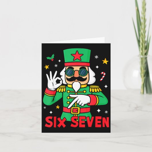 Funny Six Seven Meme Christmas Nutcracker Saying 6 Kaart (Voorkant)