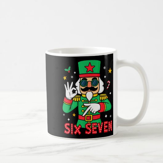 Funny Six Seven Meme Christmas Nutcracker Saying 6 Koffiemok (Rechts)