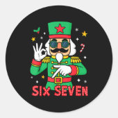 Funny Six Seven Meme Christmas Nutcracker Saying 6 Ronde Sticker (Voorkant)