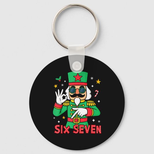 Funny Six Seven Meme Christmas Nutcracker Saying 6 Sleutelhanger (Voorkant)