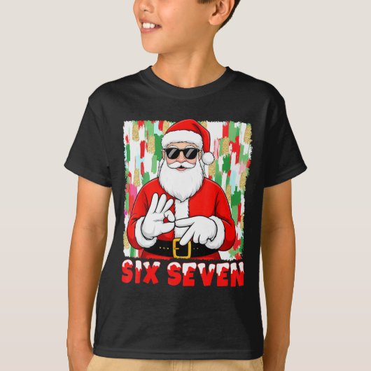 Funny Six Seven Meme Christmas Santa Saying 6 7 Bo T-shirt (Voorkant)