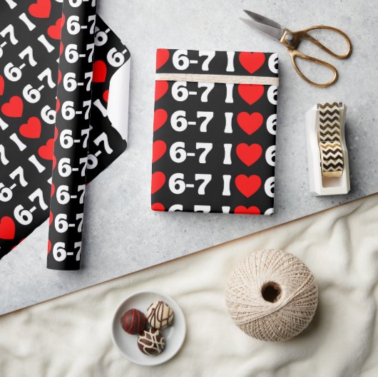 Funny Six Seven Meme “I Love 6-7” Pattern Cadeaupapier (Crafts)