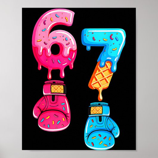 Funny Six Seven Meme Ice Cream Drip 67 Boxing  Poster (Voorkant)