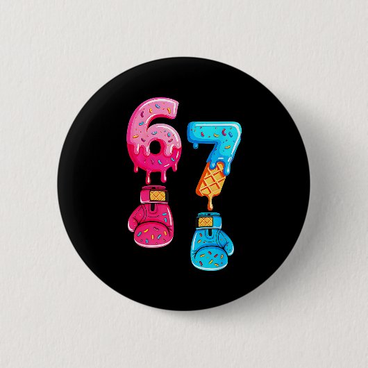 Funny Six Seven Meme Ice Cream Drip 67 Boxing  Ronde Button 5,7 Cm (Voorkant)