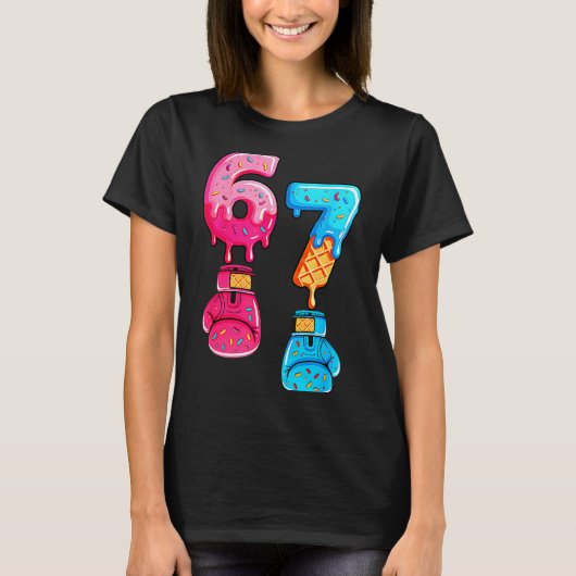 Funny Six Seven Meme Ice Cream Drip 67 Boxing T-shirt (Voorkant)