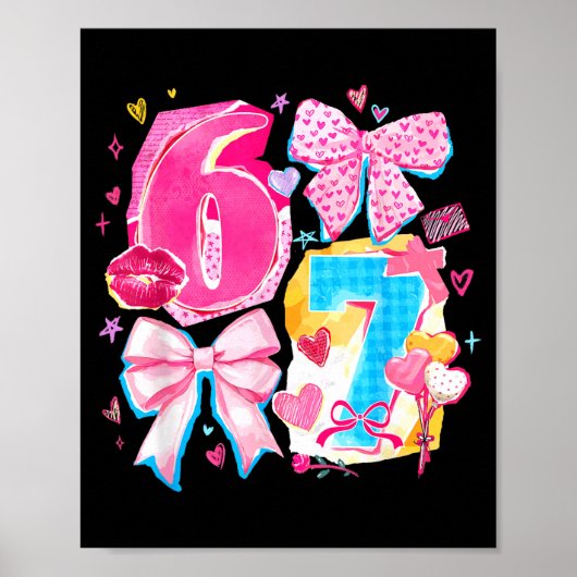 Funny Six Seven Valentine Coquette Bow Preppy Hear Poster (Voorkant)