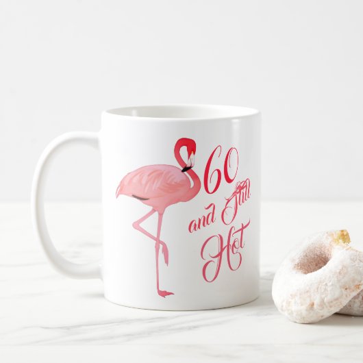 Funny Sixtieth 60th Birthday Flamingo Humor Koffiemok (Met donut)