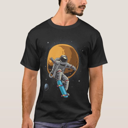 Funny Skateboarding Astronaut T-shirt, Retro T-shirt (Voorkant)