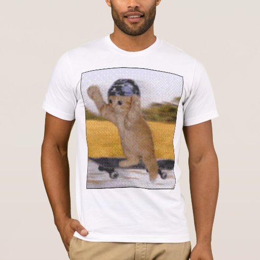 Funny Skateboarding Cat t-shirt (Voorkant)