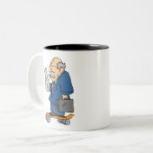 Funny Skateboarding Teacher Skateboarder Fun Tweekleurige Koffiemok (Voorkant links)