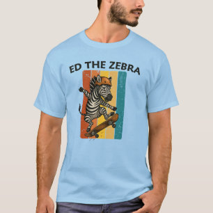 Funny Skater Zebra Retro Cartoon Oerwoud Wildlife T-shirt