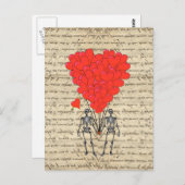 Funny  Skelet en rood hart Briefkaart (Voorkant / Achterkant)
