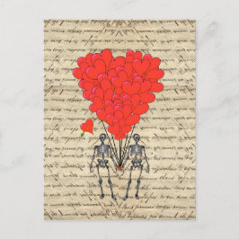 Funny Skelet en rood hart Briefkaart