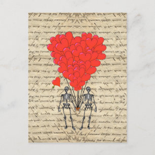 Funny  Skelet en rood hart Briefkaart